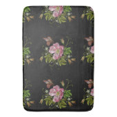 Elegant Floral Embroidery Pattern Black Background Badmat (Voorkant Verticaal)