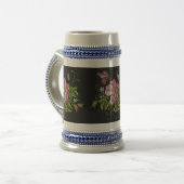 Elegant Floral Embroidery Pattern Black Background Bierpul (Voorkant links)