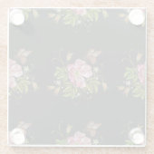 Elegant Floral Embroidery Pattern Black Background Glazen Onderzetter (Achterkant)