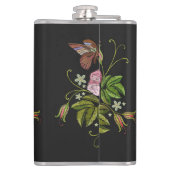 Elegant Floral Embroidery Pattern Black Background Heupfles (Achterkant)