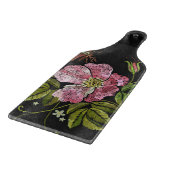 Elegant Floral Embroidery Pattern Black Background Snijplank (Hoek)