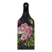 Elegant Floral Embroidery Pattern Black Background Snijplank (Voorkant)