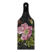 Elegant Floral Embroidery Pattern Black Background