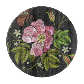 Elegant Floral Embroidery Pattern Black Background Snijplank (Voorkant)