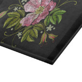 Elegant Floral Embroidery Pattern Black Background Snijplank (Hoek)