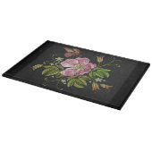 Elegant Floral Embroidery Pattern Black Background Snijplank (Hoek)