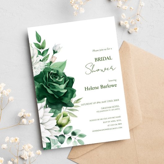 Elegant Floral Emerald Green Boho Vrijgezellenfees Kaart