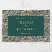 Elegant Floral Emerald Green en Roos Gold Sparkling Wijnetiket (Enkel label)