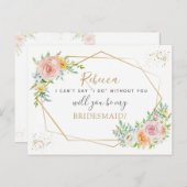 Elegant Floral en goud BRIDESMAID voorstel Uitnodiging Briefkaart (Voorkant / Achterkant)