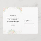 Elegant Floral en goud BRIDESMAID voorstel Uitnodiging Briefkaart (Achterkant)