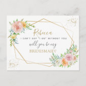 Elegant Floral en goud BRIDESMAID voorstel Uitnodiging Briefkaart (Voorkant)