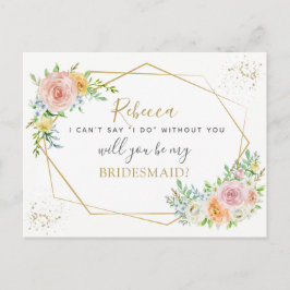 Elegant Floral en goud BRIDESMAID voorstel Uitnodiging Briefkaart