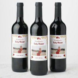 Elegant Floral en goudwijn Etiket Baby shower