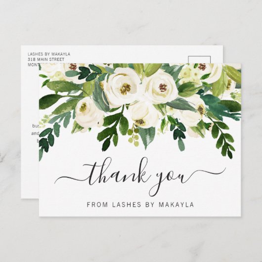 Elegant Floral en Greenery Business Hartelijk dank Briefkaart (Voorkant / Achterkant)