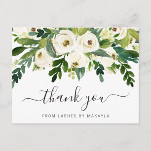 Elegant Floral en Greenery Business Hartelijk dank Briefkaart
