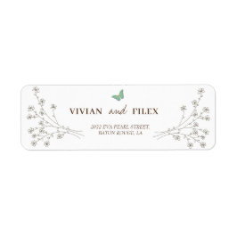 Elegant Floral en Mini Butterfly Return Address Etiket