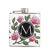 Elegant Floral en Monogram Heupfles (Voorkant)