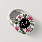 Elegant Floral en Monogram Ronde Button 3,2 Cm (Voorkant /achterkant)