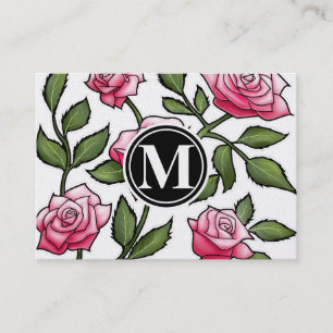 Elegant Floral en Monogram Visitekaartje