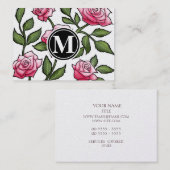 Elegant Floral en Monogram Visitekaartje (Voorkant / Achterkant)