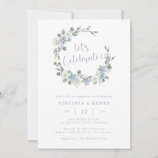 Elegant Floral Engagement Party Kaart (Voorkant)