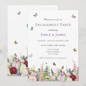 Elegant Floral Engagement Party Kaart (Voorkant / Achterkant)