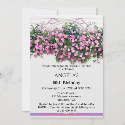 Elegant Floral English Birthday Party Invitation Kaart (Voorkant)