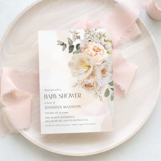 Elegant Floral Eucalyptus Baby shower Kaart