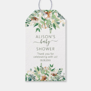 Elegant Floral Eucalyptus Greenery Baby shower Cadeaulabel
