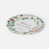 Elegant Floral Eucalyptus Greenery Baby shower Papieren Bordje (Gekanteld)