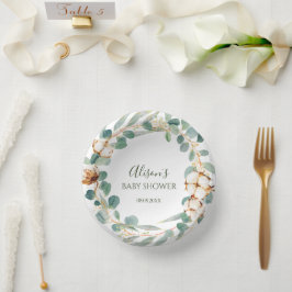 Elegant Floral Eucalyptus Greenery Baby shower Papieren Kommen