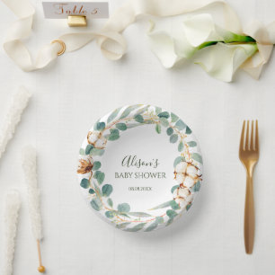 Elegant Floral Eucalyptus Greenery Baby shower Papieren Kommen