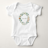 Elegant Floral Eucalyptus Greenery Baby shower Romper (Voorkant)