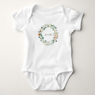 Elegant Floral Eucalyptus Greenery Baby shower Romper