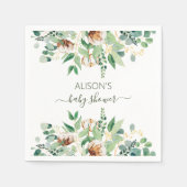 Elegant Floral Eucalyptus Greenery Baby shower Servet (Voorkant)