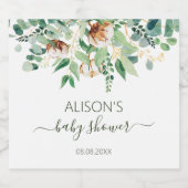 Elegant Floral Eucalyptus Greenery Baby shower Sparkling Wijnetiket (Enkel label)