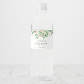 Elegant Floral Eucalyptus Greenery Baby shower Waterfles Etiket (Voorkant)