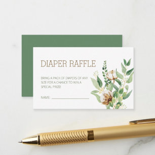 Elegant Floral Eucalyptus Greenery Diaper Raffle Informatiekaartje