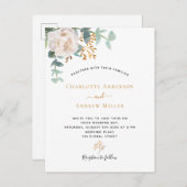 Elegant floral eucalyptus greenery modern bruiloft briefkaart (Voorkant / Achterkant)