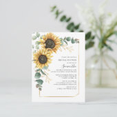 Elegant Floral Eucalyptus Sunflower Vrijgezellenfe Uitnodiging Briefkaart (Staand voorkant)