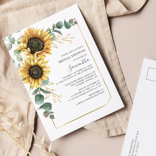 Elegant Floral Eucalyptus Sunflower Vrijgezellenfe Uitnodiging Briefkaart
