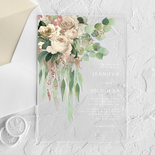Elegant Floral Eucalyptus Wedding Acryl Uitnodigingen