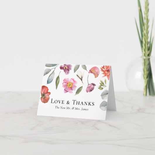 Elegant Floral Eucalyptus Wedding Bedankkaart (Voorkant)