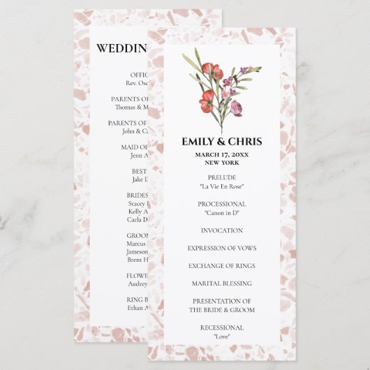 Elegant Floral Eucalyptus Wedding Ceremony Programmakaart (Voorkant / Achterkant)