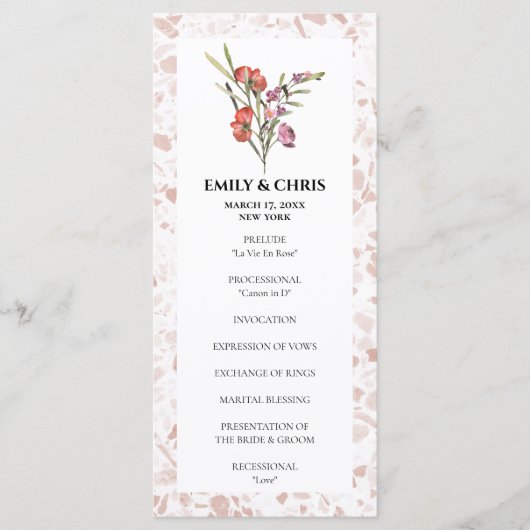Elegant Floral Eucalyptus Wedding Ceremony Programmakaart (Voorkant)
