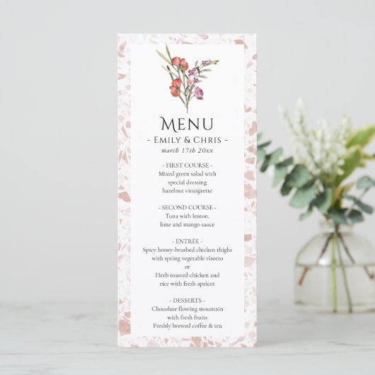 Elegant Floral Eucalyptus Wedding Menu (Staand voorkant)
