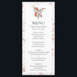 Elegant Floral Eucalyptus Wedding Menu<br><div class="desc">Elegant Floral Eucalyptus Wedding menukaarten voor je speciale gelegenheid! Het ontwerp komt met de rest van het Collectie van Floral Dance overeen. Waterverf bloemen van rode en paarse pansy bloemen met donkergroene bladblaasjes bovenaan de menukaart (personaliseer met uw details op starterscursussen, entreegels en desserts in elegante letters), draai de kaart...</div>