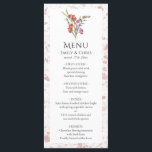 Elegant Floral Eucalyptus Wedding Menu<br><div class="desc">Elegant Floral Eucalyptus Wedding menukaarten voor je speciale gelegenheid! Het ontwerp komt met de rest van het Collectie van Floral Dance overeen. Waterverf bloemen van rode en paarse pansy bloemen met donkergroene bladblaasjes bovenaan de menukaart (personaliseer met uw details op starterscursussen, entreegels en desserts in elegante letters), draai de kaart...</div>