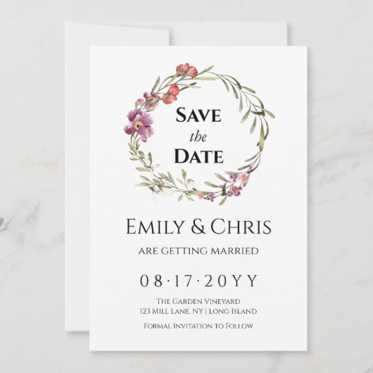 Elegant Floral Eucalyptus Wedding Save the Date (Voorkant)