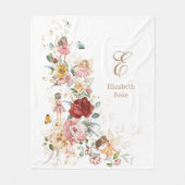 Elegant Floral Fairy Garden Monogram Girl Nursery Fleece Deken (Voorkant)